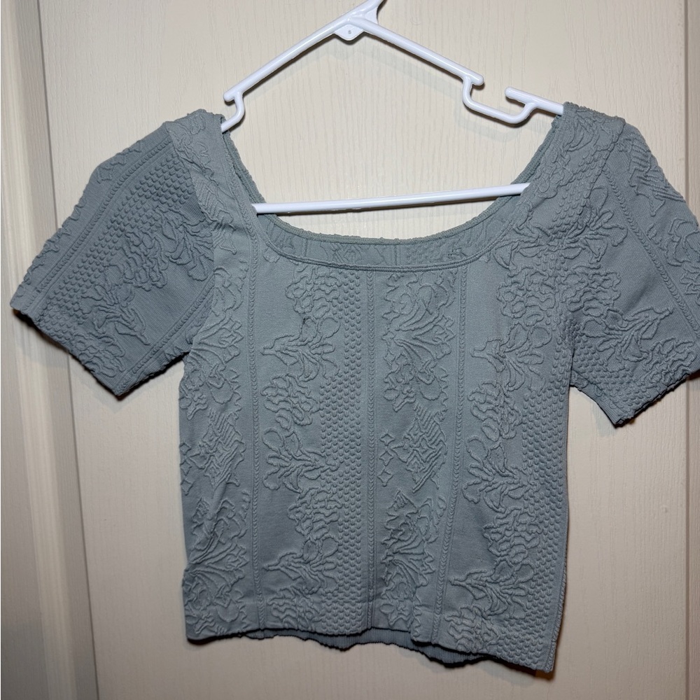 Wallflower sage green Textured Crop Top